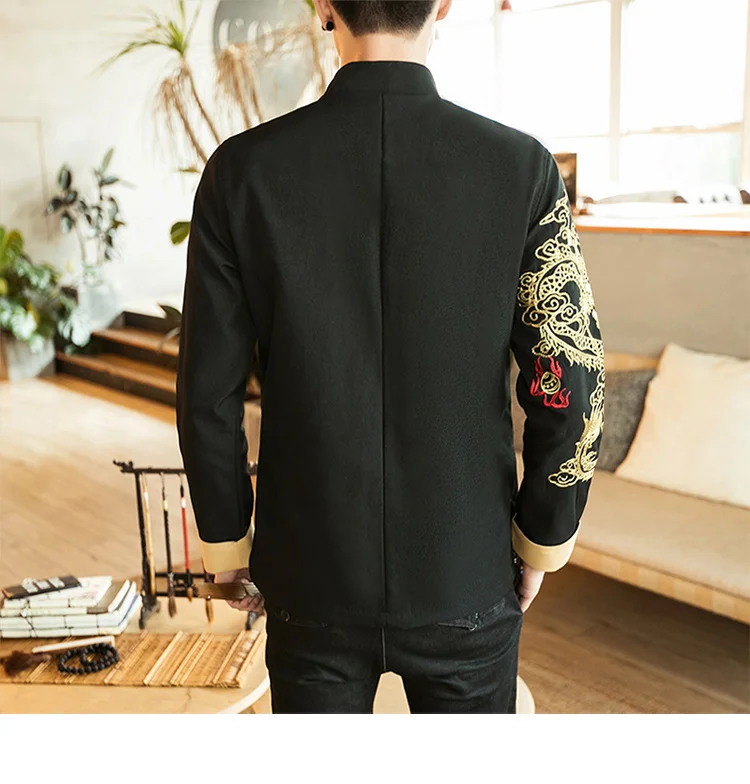 Traditional chinese clothing men dragon jacket tang kung fu style hanfu | Тематическая одежда и униформа