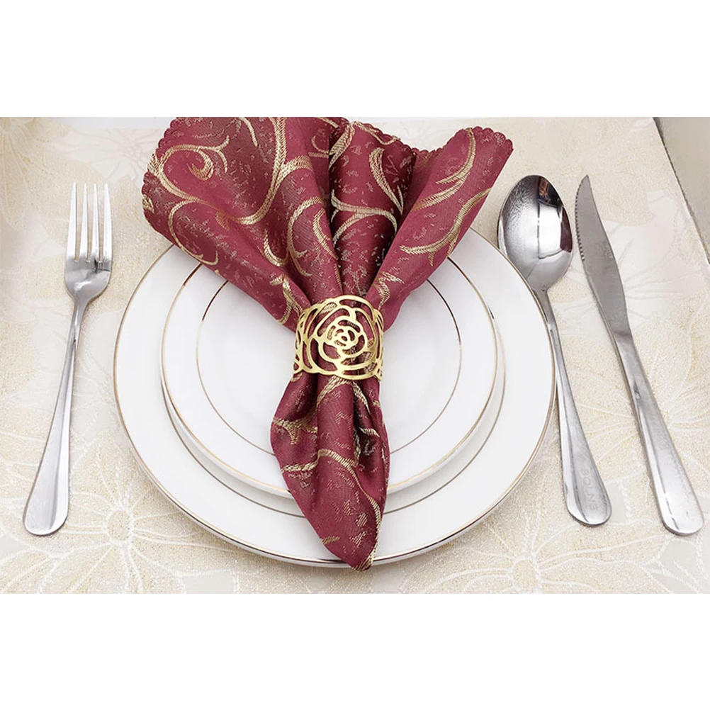 12pcs/Set Metal Rose Napkin Buckle Opening Rings For Wedding Birthday Party West Dinner Table Decoration | Дом и сад