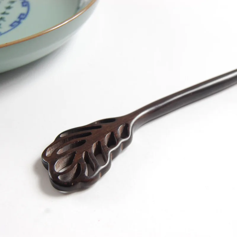 AINILIDAN Ethnic Jewelry Sandalwood Wooden Hair Sticks Handmade Carved Leaves Ebony Headwear Classical Bridal Accessories | Украшения и