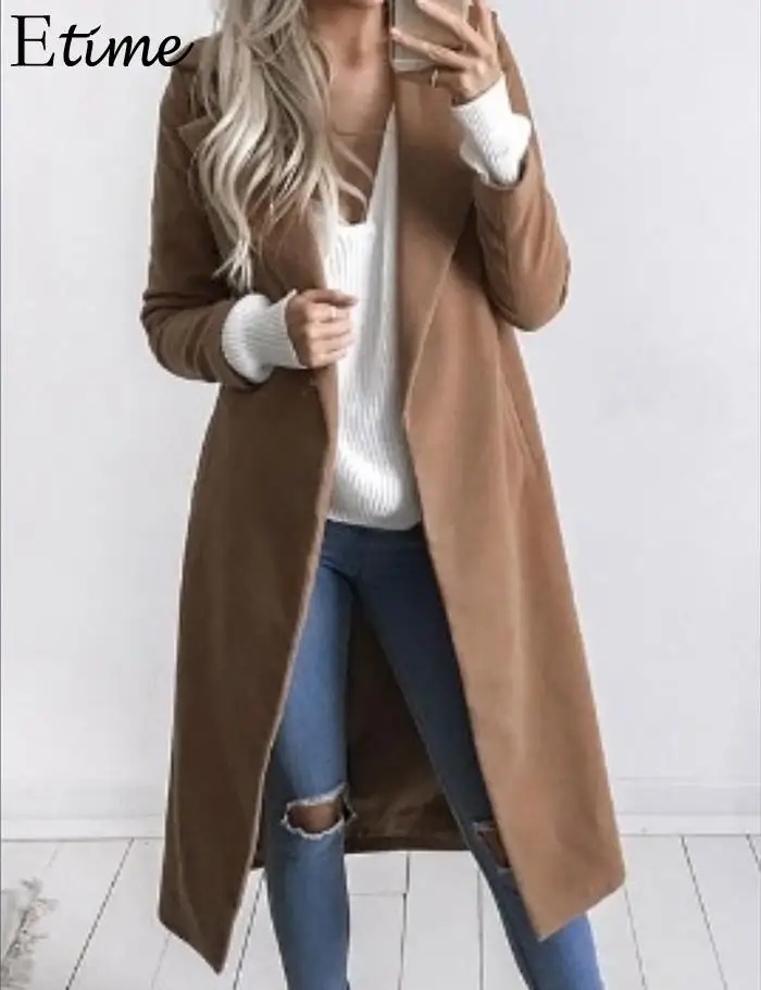 FANALA пальто длинный тонкий Abrigos Mujer Invierno коллекция 2018 года отложным воротником