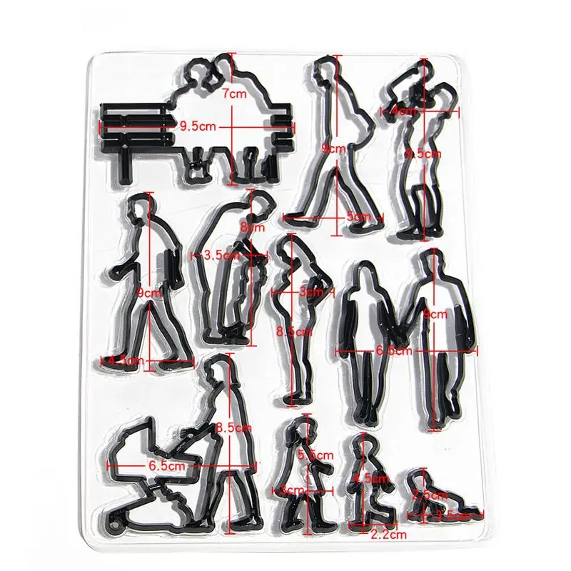 

11 PCS/Set Family Members Shape Fondant Cake Press Mold Cake Surrounding Edge Printing Cutting Mold DIY Baking Decoration Tool
