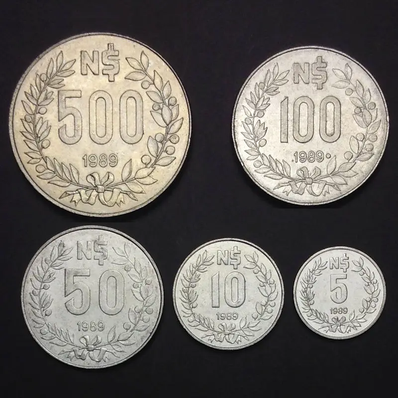 [W 3] Uruguay набор 5 монет 10 50 100 500 песо 1989 UNC Unirculated коллекция Америка 100% настоящие