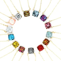 new multicolor glitter square sweet rainbow shinny color small dot pendant choker necklace for women