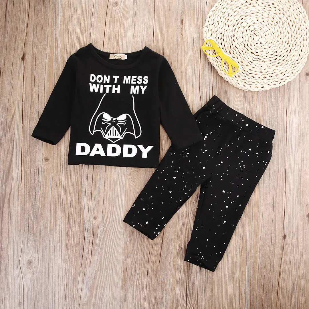 Pudcoco 2018 Fashion Toddler Infant Baby Girls Boys Black Cotton Tops Pants Trousers Outfits Playsuit Set 0-24M | Детская одежда и