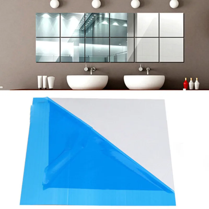 15X15 зеркальные наклейки на стену квадратные клейкие для гостиной спальни