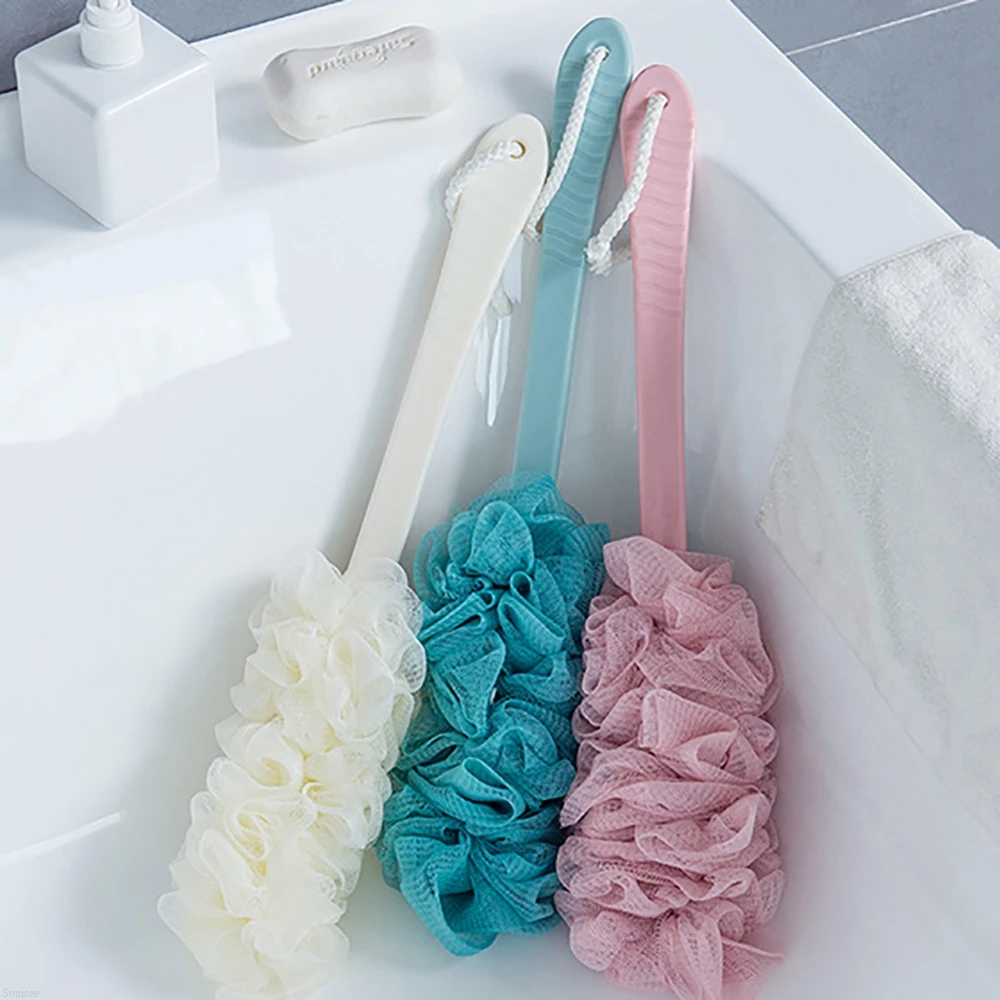

Long Handle Rubbing Back Bath Brush Flower Ball For Adult Soft Hair Dual Purpose