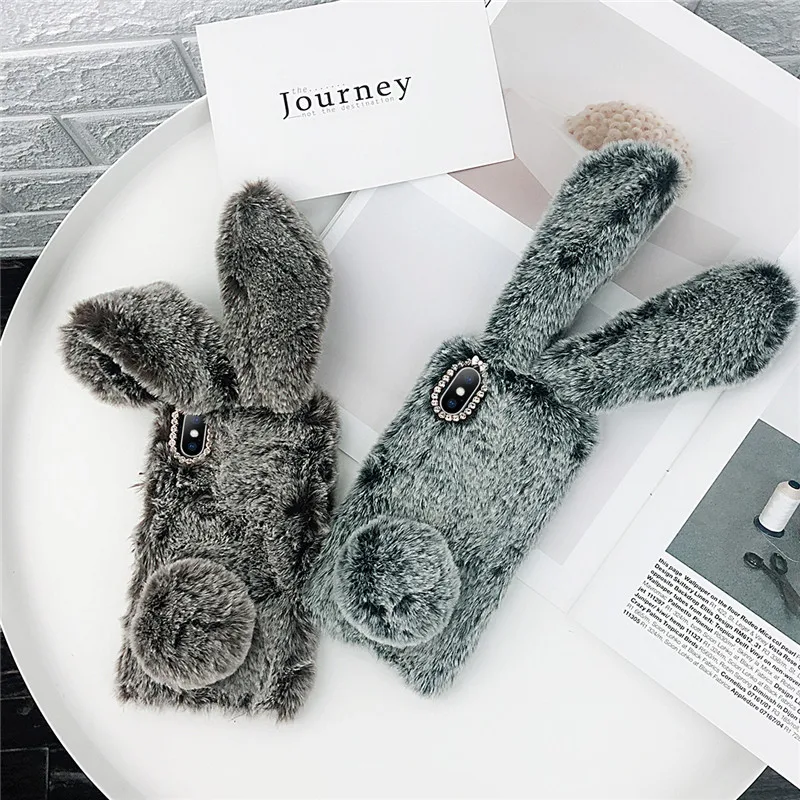 Lovebay Luxury Rabbit Fashion Case For iPhone 6 6s Plus 7 8 X XR Animal Hair TPU Cell Phone Cover XS MAX Cases |
