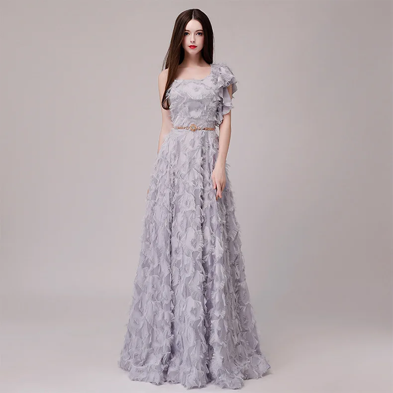 Женское вечернее платье Vivian's Bridal 3d Кружевная аппликация на одно плечо с