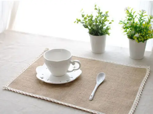 Натуральный твердый джутовый стол из хессиана подстилка для стола деревенский