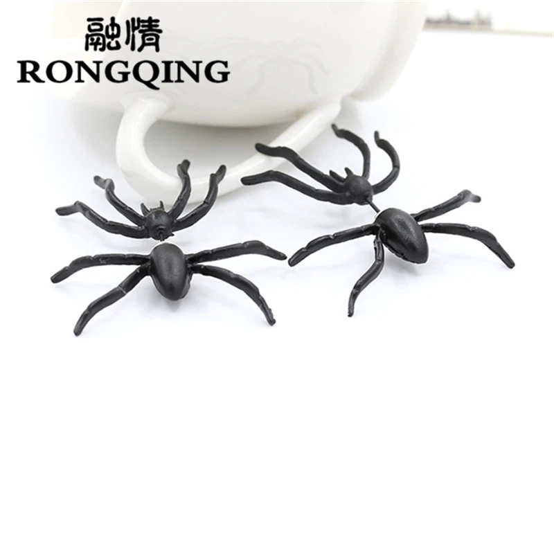 RONGQING 1 пара Tricky ювелирные изделия 3D животное черные серьги в виде паука для женщин