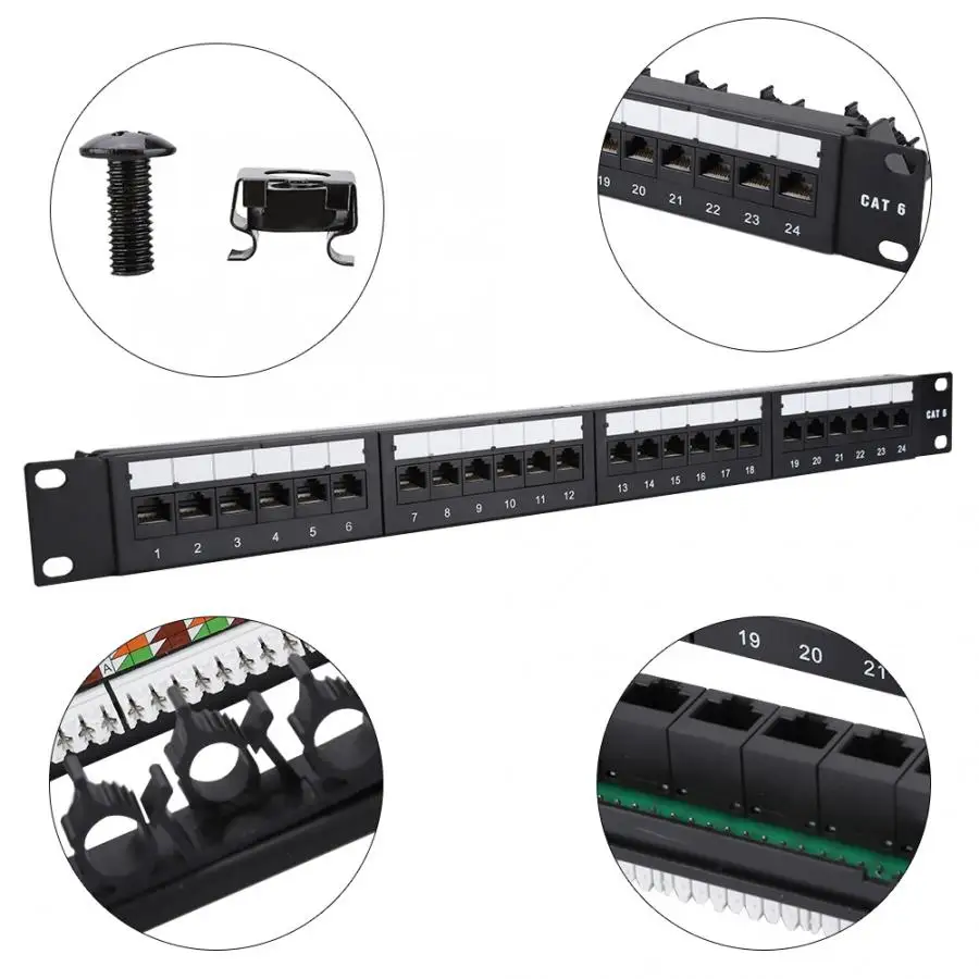 Gold Plated 24 Port Mountable Data Patch Panel High Speed CAT6 CAT-6 Network Cable Rack network tool kit | Компьютеры и офис