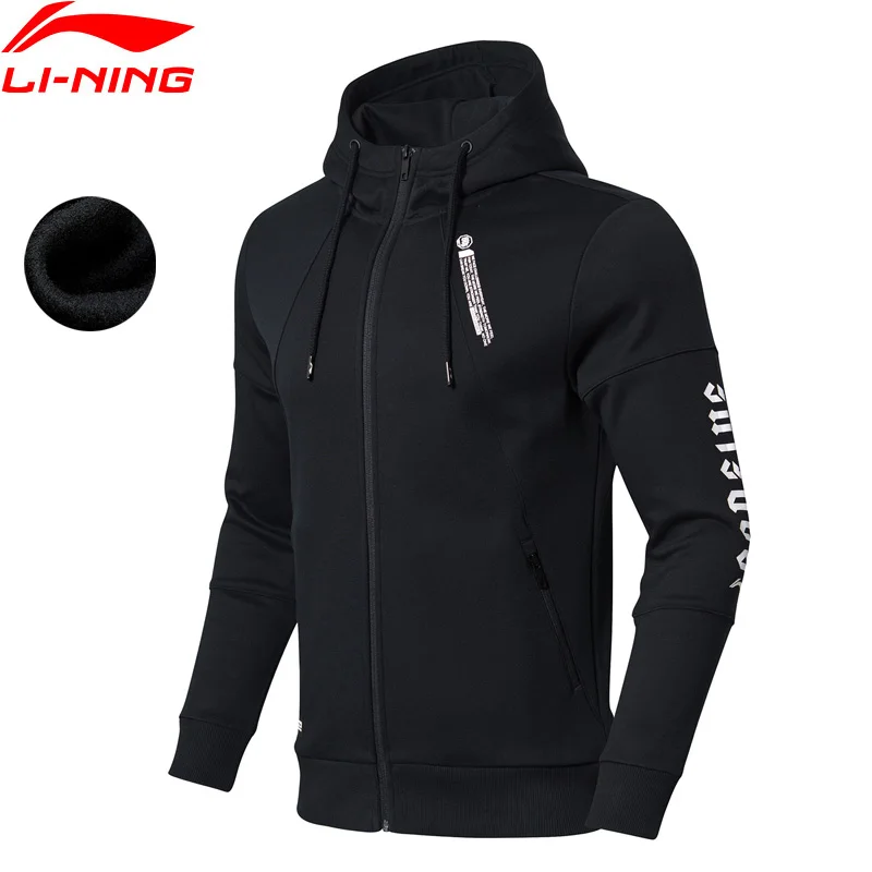 Мужская толстовка с капюшоном Li-Ning BAD FIVE теплая флисовая из 66% полиэстера 34% хлопка