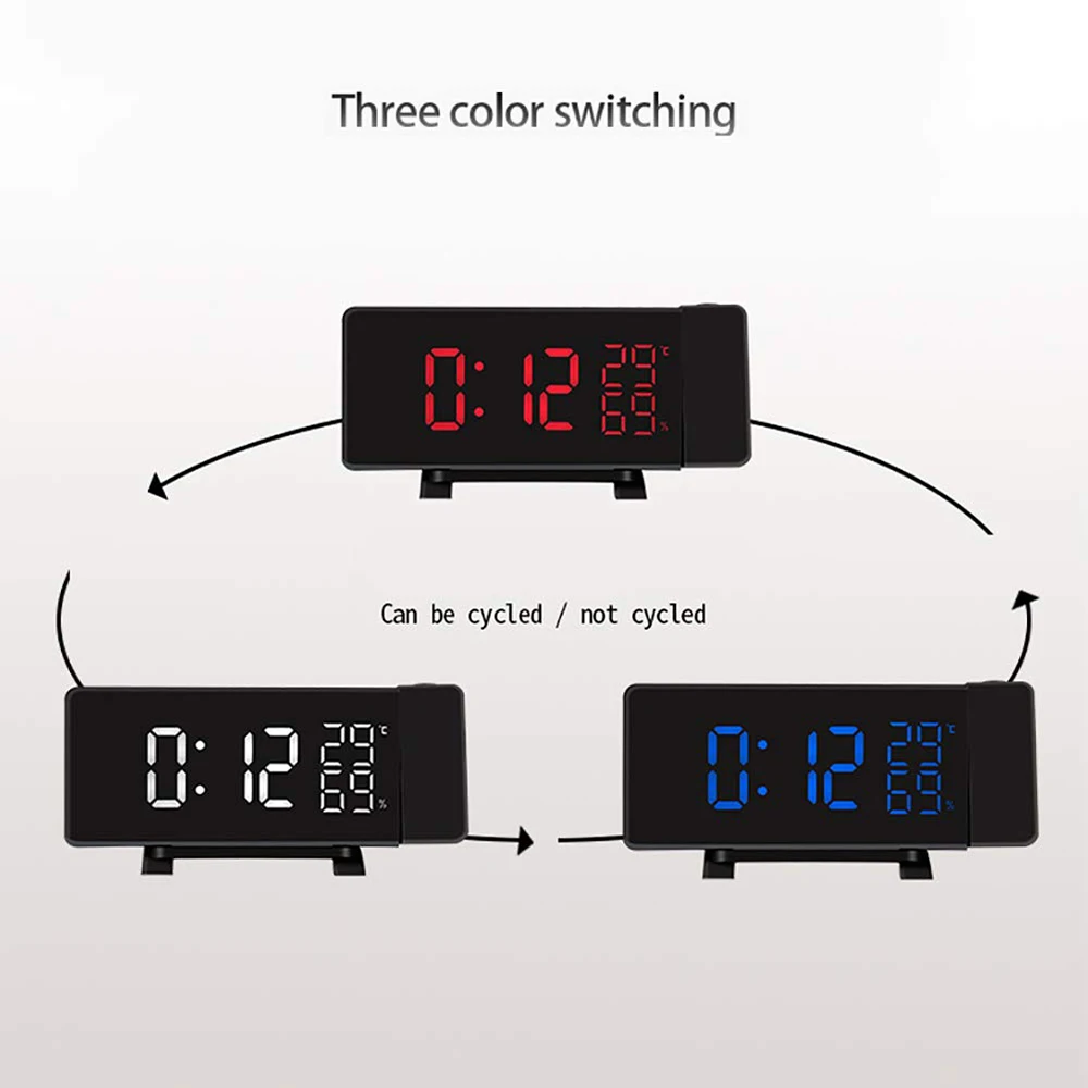 

Projection Alarm Clock Dual Alarm Curved-Screen Digital Dimmable Clock with FM Radio, Snooze Mode, Dual USB Charging Port