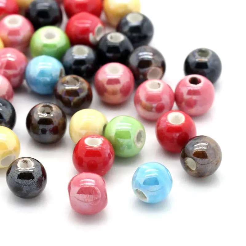 DoreenBeads керамические бусины Круглые смешанные диаметром 6 мм Отверстие: Около 2 50