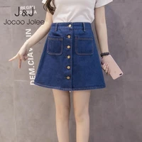 jocoo jolee summer denim skirt women korean a line jeans skirt high waist button pockets harajuku mini skirt high quality