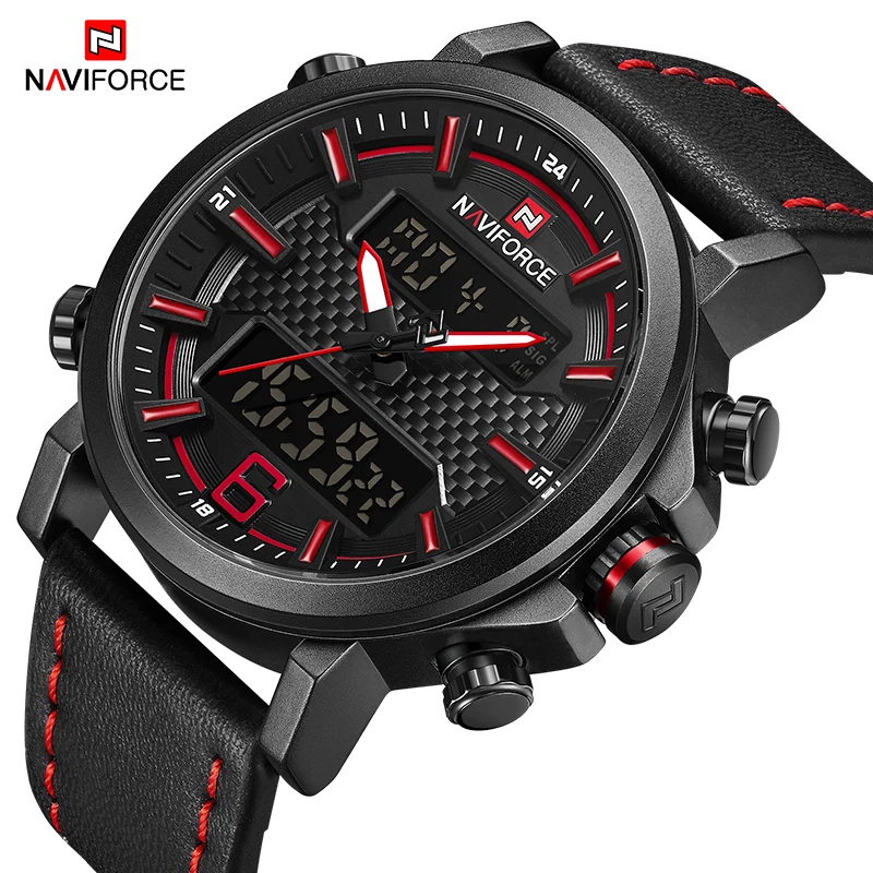 Часы наручные NAVIFORCE Мужские кварцевые в стиле милитари модные цифровые