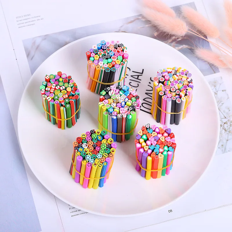 

50PCS DIY Craft 3D Nail Art Manicure Flower Love Heart Sticks Rods Stickers Polymer Clay Decorations Tools