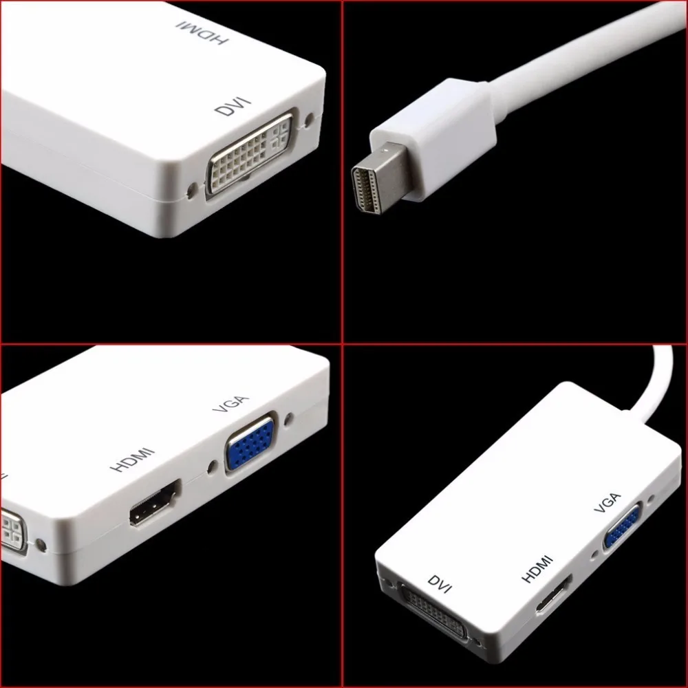 2018 3 в 1 Thunderbolt порт мини дисплей HDMI DVI VGA адаптер кабель для Mac Macbook Air IMac microsoft