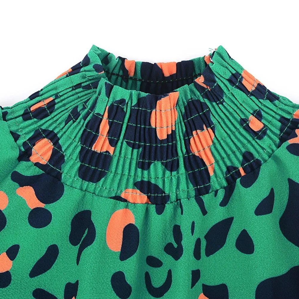 

Women Stand Neck Long Sleeve Leopard Print Dress Autumn Winter Elegant Mini Dresses Female Casual Dress Vestidos