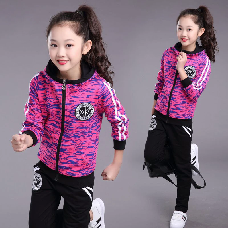 Для девочек спортивный комплект осень Повседневное в полоску пальто с капюшоном