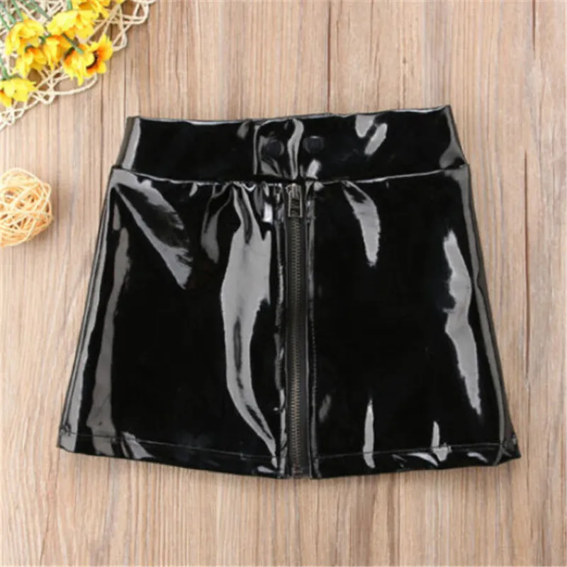 Новинка 2018 года брендовая юбка из искусственной кожи для маленьких девочек