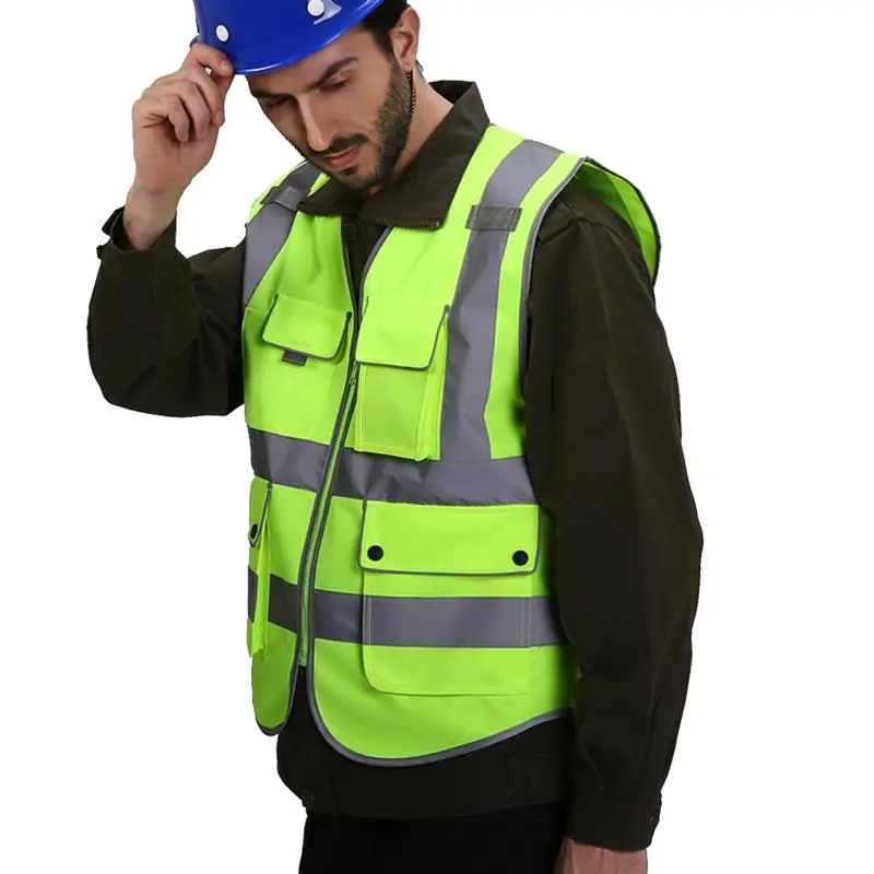 Унисекс Высокая видимость светоотражающий Мульти Карманный жилет безопасности