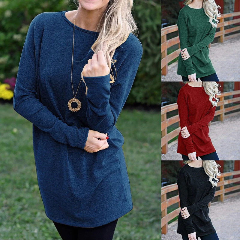

Fashion Women Long Sleeve Casual Shirt Sexy Spring Fall Solid Loose Blouse Base Clothes