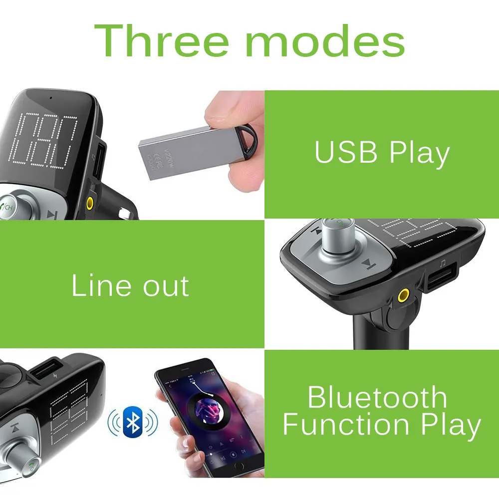 Bluetooth FM передатчик Handsfree MP3 плеер Радио музыкальный модулятор 2 USB зарядное