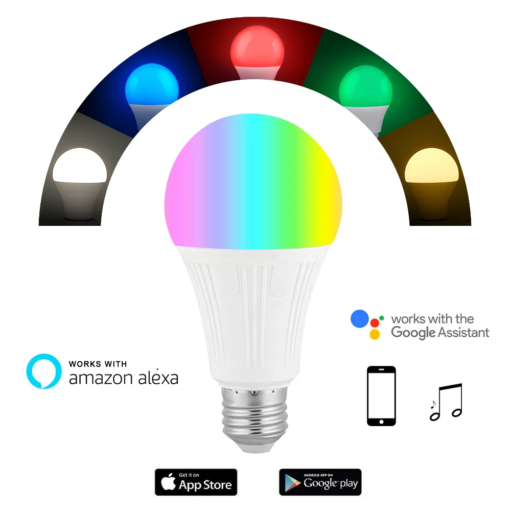 E27 умная лампа Беспроводной Wi Fi App дистанционного Управление свет для Alexa Google