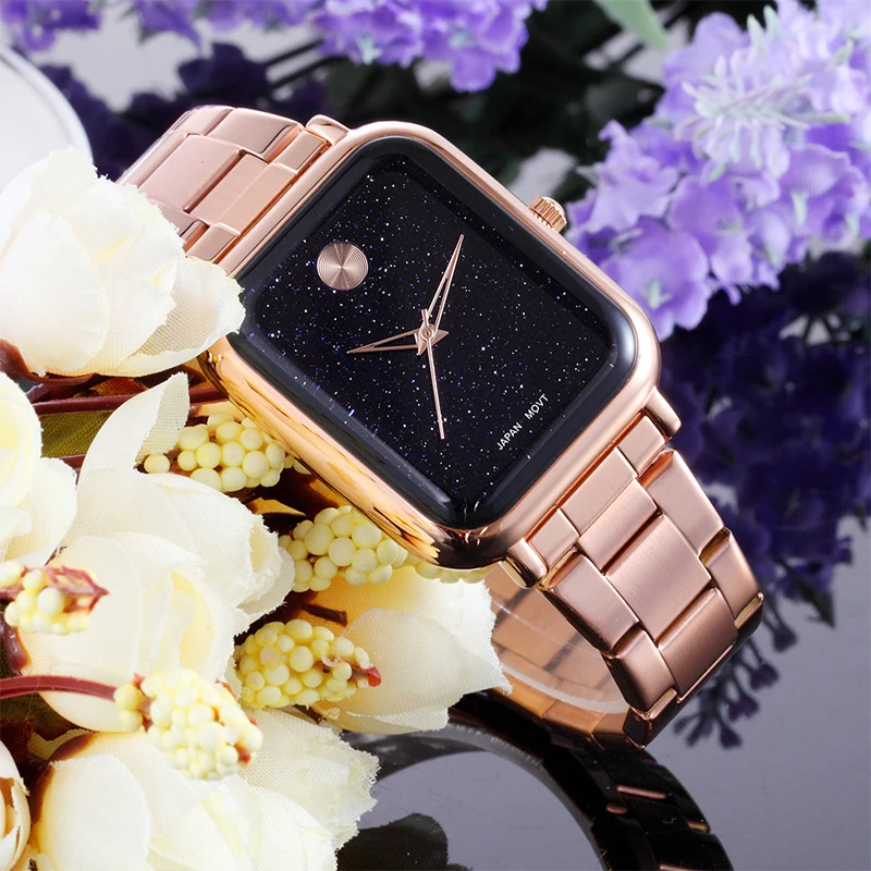 SKONE звездное небо часы женские reloj mujer квадратный браслет из нержавеющей стали