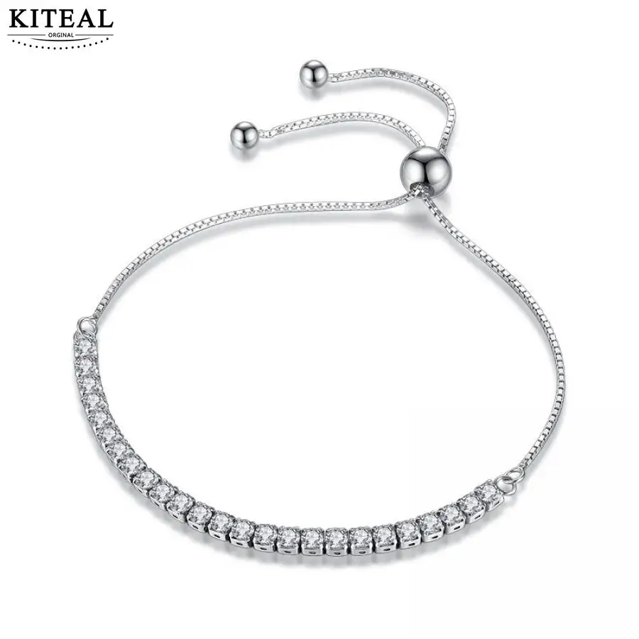 Kiteal 925 Новый Блестящий Циркон Кристалл Серебряный регулируемый браслет для