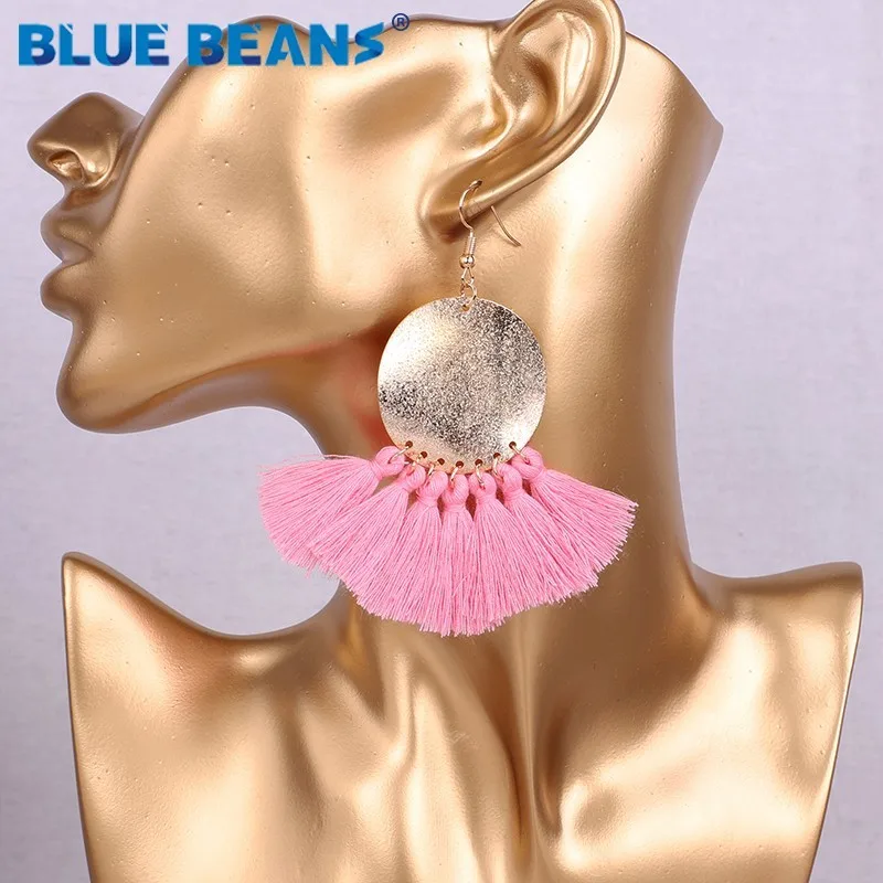 Tassel earrings bohemian statement luxury long earring handmade women geometric fringe fashion drop big vintage tribal pink 2019 | Украшения