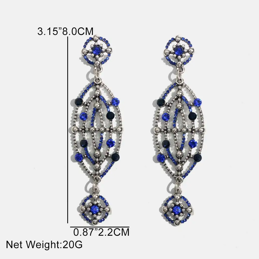 Flatfoosie Fashion Crystal Dangle Earrings For Women Boho Round Geometric Shiny Long Statement Drop Party Gifts Jewelry | Украшения и