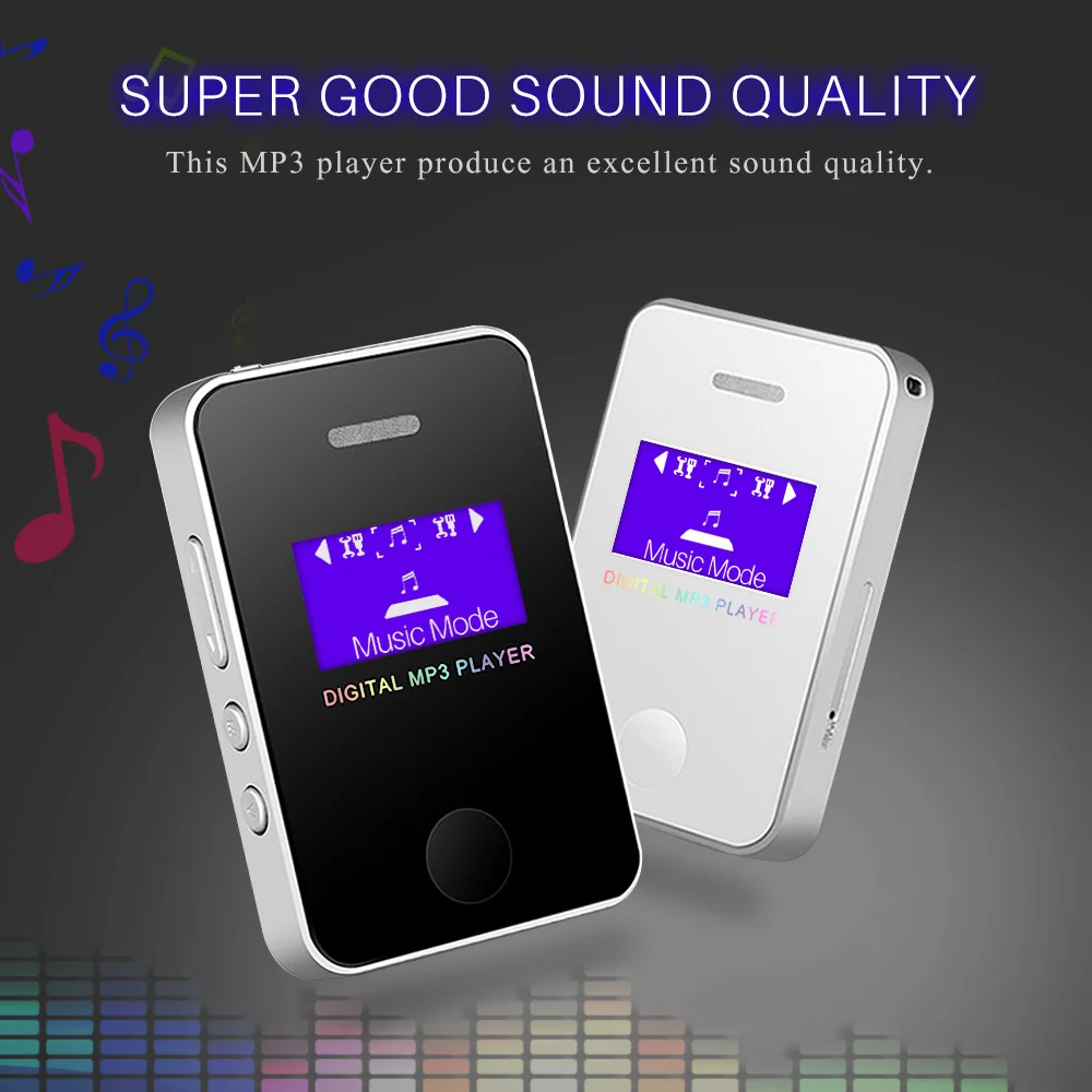 Mp3 плеер динамик 1 дюймовый экран спортивный цифровой компактный и портативный