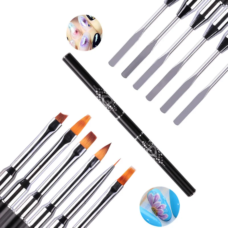Rakado 1PC Dual Ended Nail Art Acrylic UV GEL Extension Builder Flower Painting Brush Pen Gel Spatula Stick Manicure Tool New | Красота и