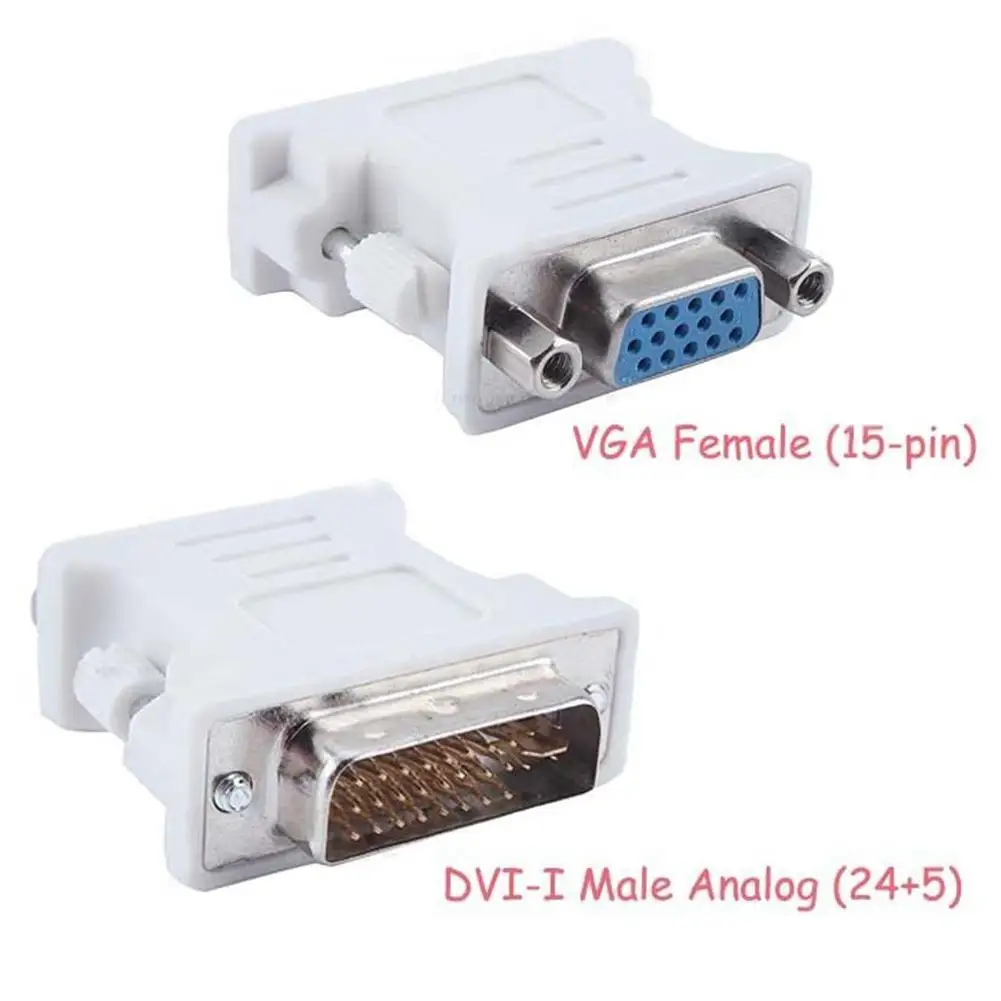

DVI-I 24 + 5 Штекерный разъем VGA 15 штырьковый Женский монитор двойной Соединительный адаптер Белый