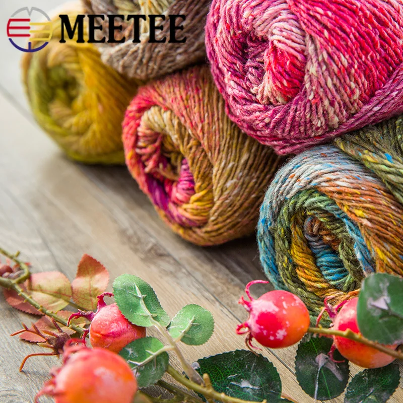 100g/roll Meetee Color Wool Polyester Cotton Knitting Yarn Crochet Thread for Hand woven Scarf Hat Shawl Handwork Crafts|Пряжа| |