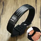 Индивидуальный Силиконовый браслет с черным ремешком для часов, 16 мм, из нержавеющей стали, с гравировкой, регулируемый браслет