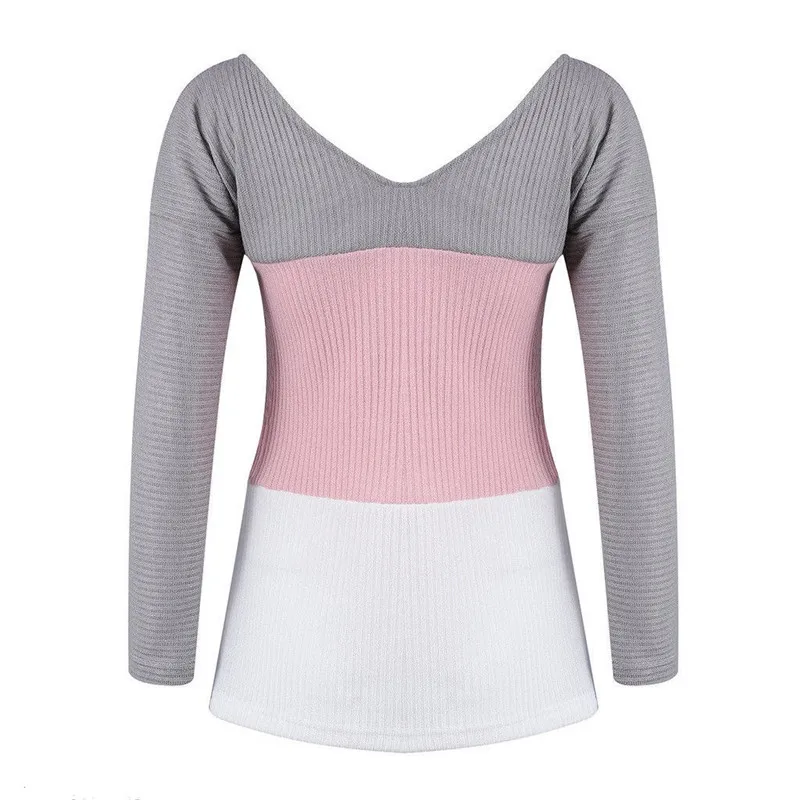 

2019 New Winter Women Sweaters Fashion Elegant V-neck Long Sleeve Pullovers Loose Knitted Sweaters Female Jumper Tops Knitwear