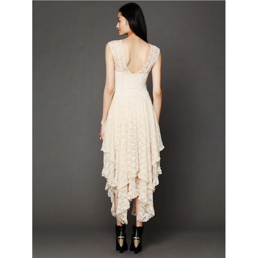 Wipalo 2019 Ladies Tiered Flared Asymmtrical Lace DressElegant Sleeveless Evening Party Dress Casual Solid Maxi Club Vestidos | Женская