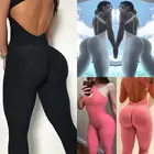 Повседневный женский спортивный цельный брючный однотонный комбинезон для фитнеса костюм комбинезон с открытой спиной трико
