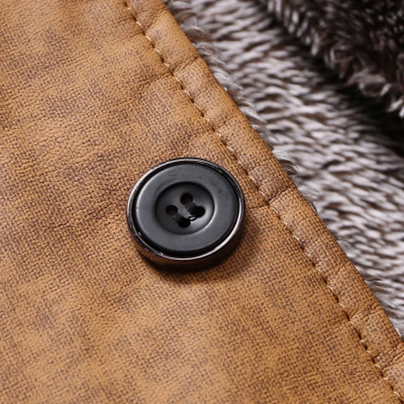 Winter Mens Leather Jackets Solid Standing Casual PU Coats Single Breasted  Black Wool Thick Clothes Male Low Price L-4XL