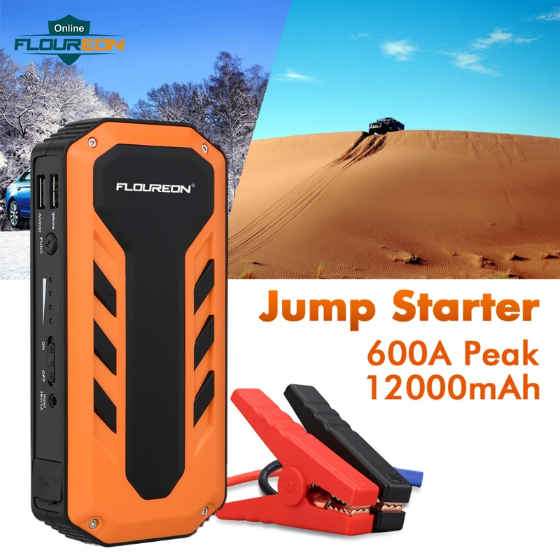 Floureon C100 12000 mAh С светодиодный свет 600A пиковый ток скачок стартер ЕС Plug