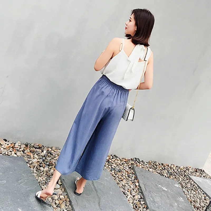 CHICEVER/весенние повседневные женские хлопковые льняные штаны на шнурке до