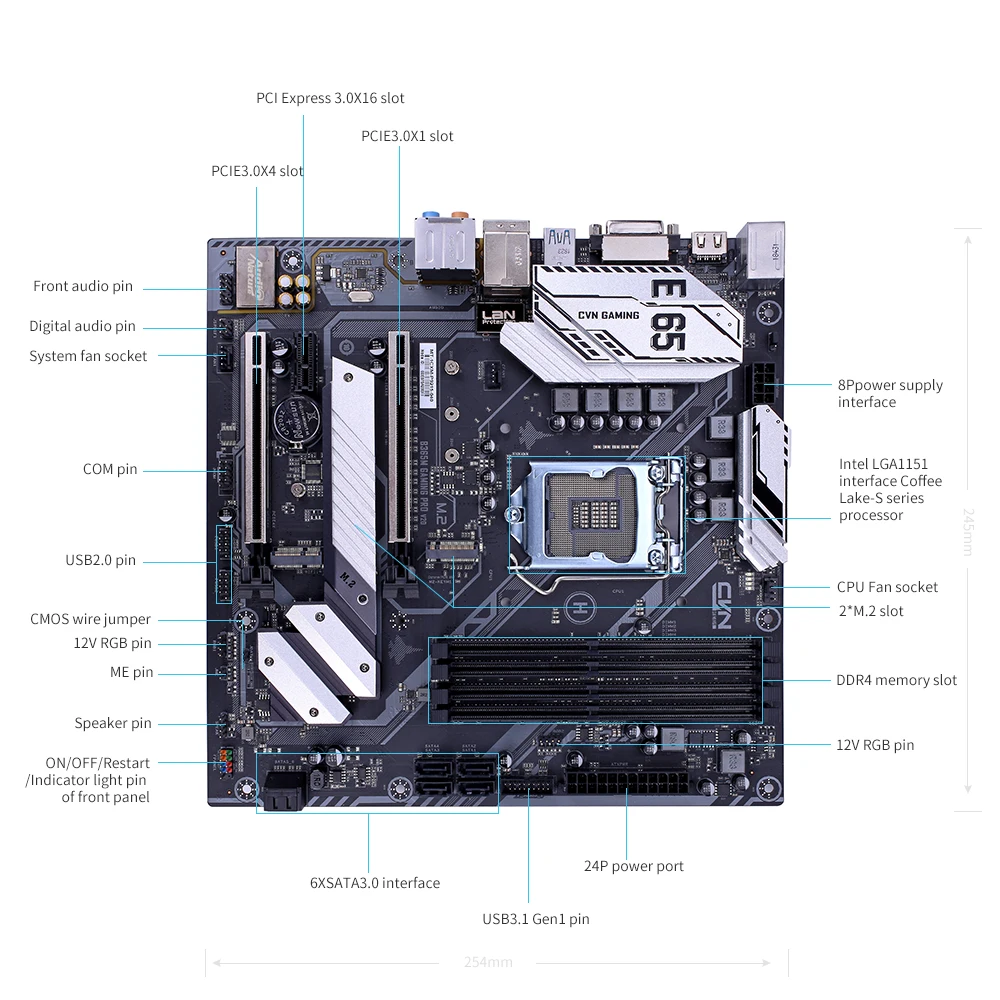 Цветная Материнская плата Intel B365/LGA 1151 DDR4 M.2 игровая розетка MATX материнская Sata3.0 PCI