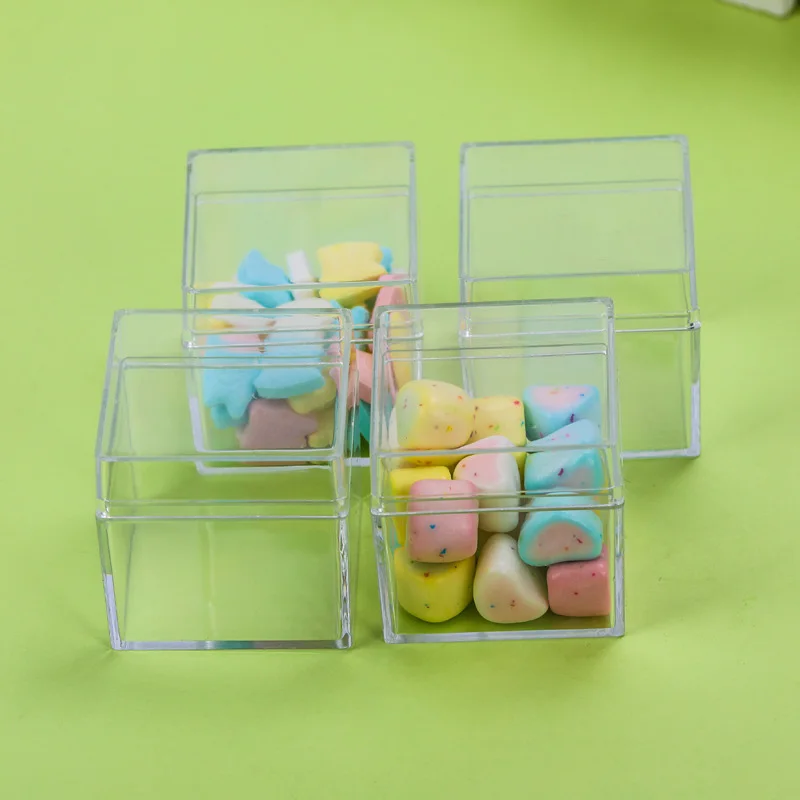 12PCS 5CM Hollow Cube Transparent Plastic Candy Box Imitate Crystal | Дом и сад