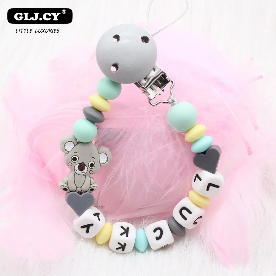 Новые персонализированные именные Милые Силиконовые бусы Koala DIY детские соски с