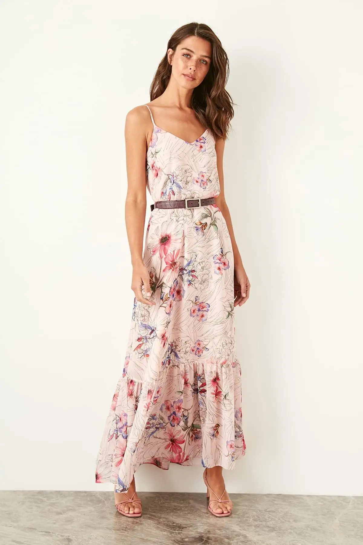 Trendyol Сиреневое платье с цветочным рисунком TWOSS19XM0115|Женские платья| |