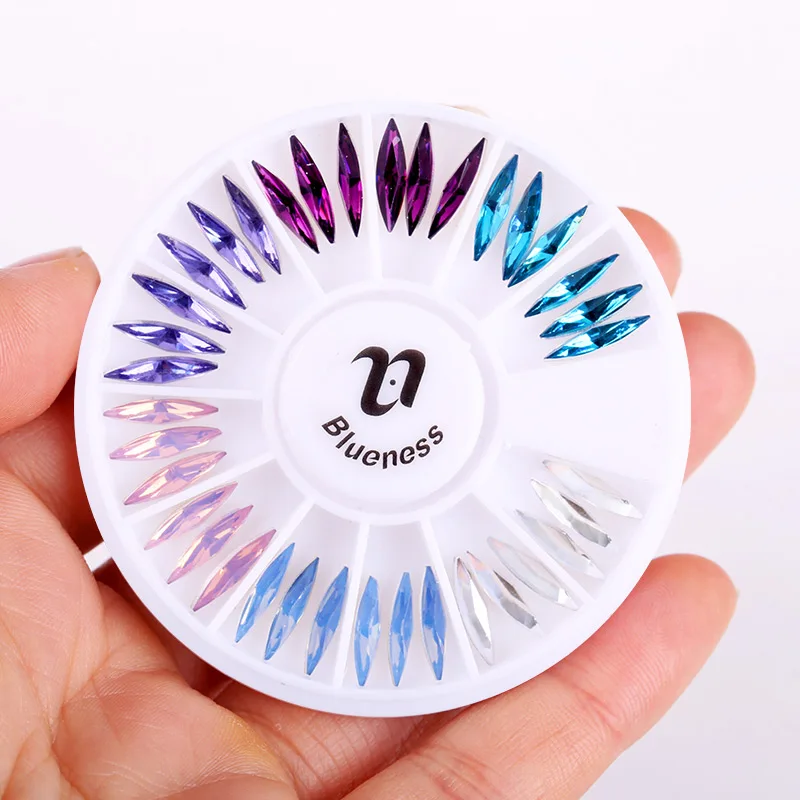 Blueness 1 Wheel Colorful Horse Eye 3D Crystal Nails Art Rhinestones Design Mixed DIY Decorations Studs Manicure | Красота и здоровье