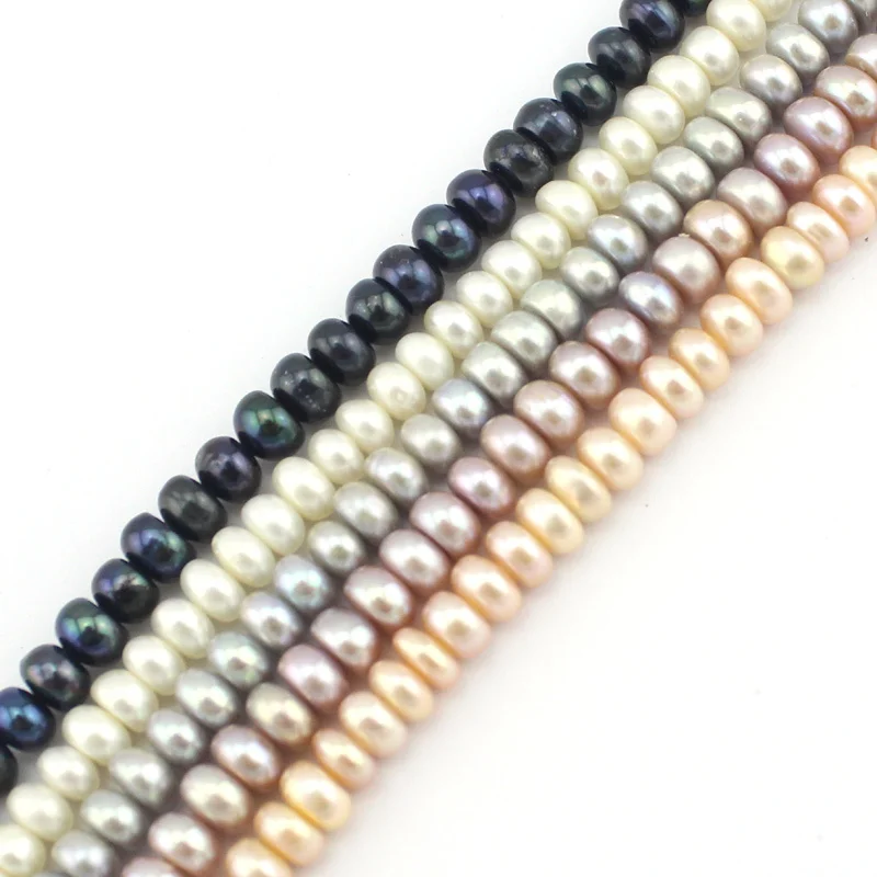 Free Shipping Wholesale Jewelry Making Beads 7 8mm Rondelle Button Freshwater Pearl Spacer Strand 15&quot|bead strands|spacer beadsjewelry making